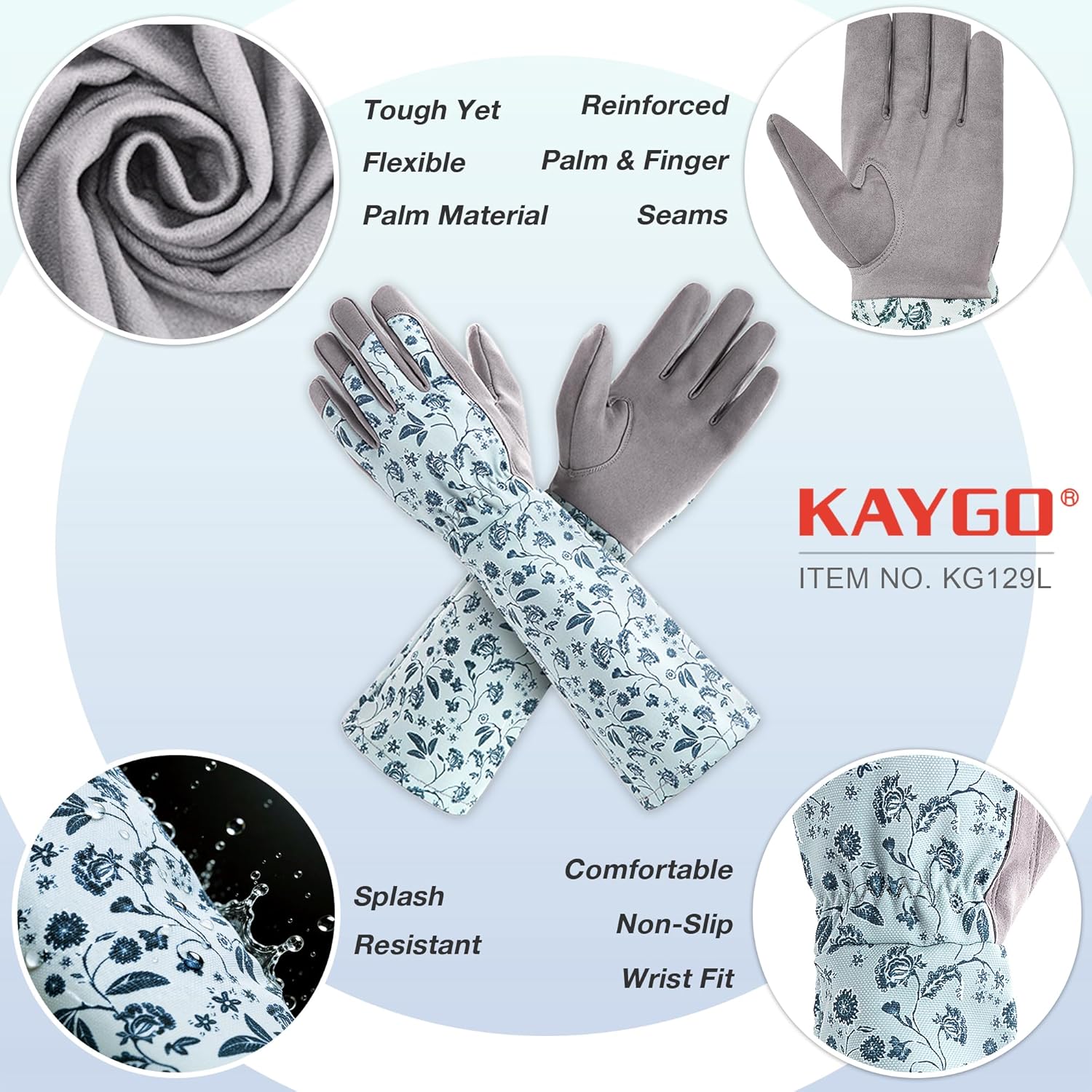 Gardening Gloves for Women Long Sleeve, Light Protective Gloves for Yard and Outdoor Work, Best Garden Gifts for Gardener,Gray,M