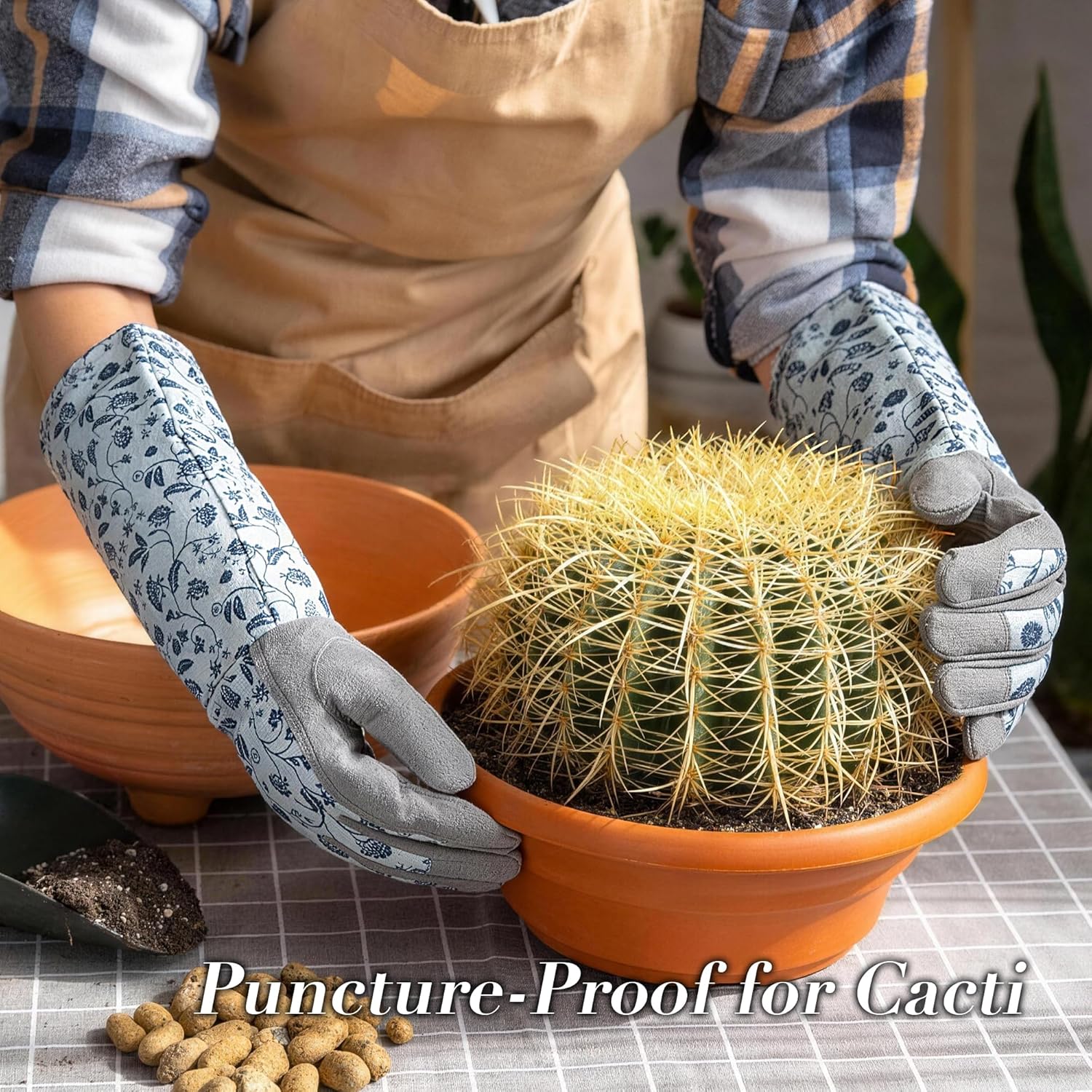 Gardening Gloves for Women Long Sleeve, Light Protective Gloves for Yard and Outdoor Work, Best Garden Gifts for Gardener,Gray,M