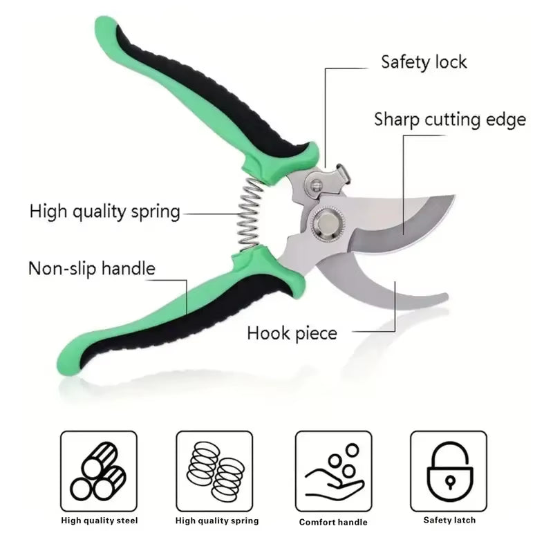 Garden Pruning Shears Fruit Tree Flower Pruning Scissors Multifunctional Stainless Steel Branch Shears Household Garden Supplies